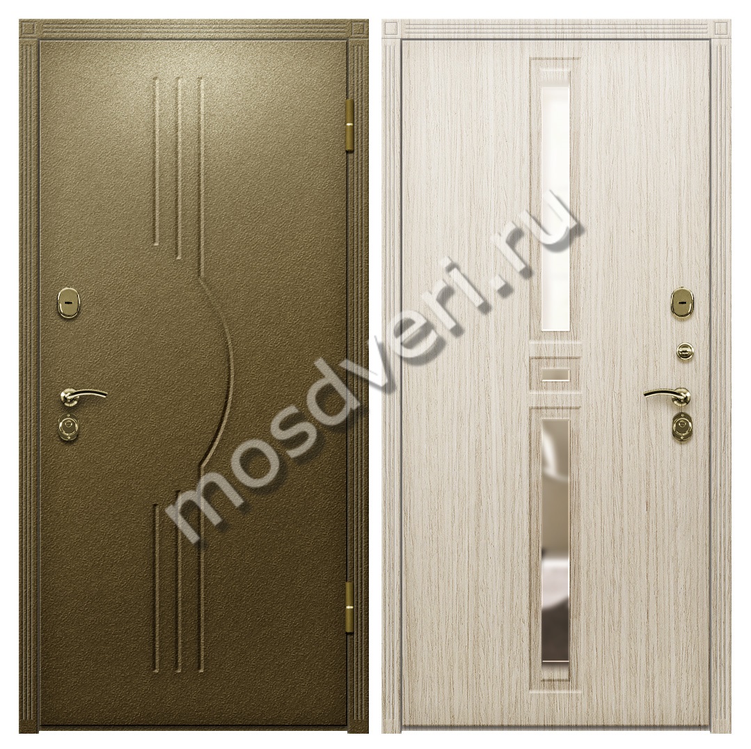 Железная входная дверь с зеркалом и терморазрывом TD-15 - купить от производителя Мосдвери Железная входная дверь с зеркалом и терморазрывом TD-15